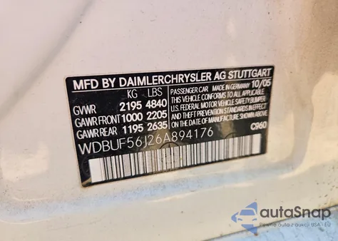 2006 Mercedes-Benz E 350 from USA, damaged, VIN WDBUF56J26A894176